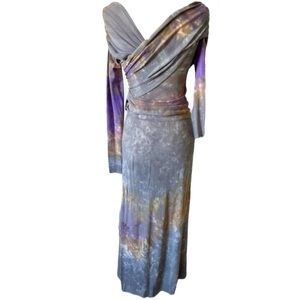 ZARA Set Tie Dye Knit Midi Skirt Size L And Top Size M